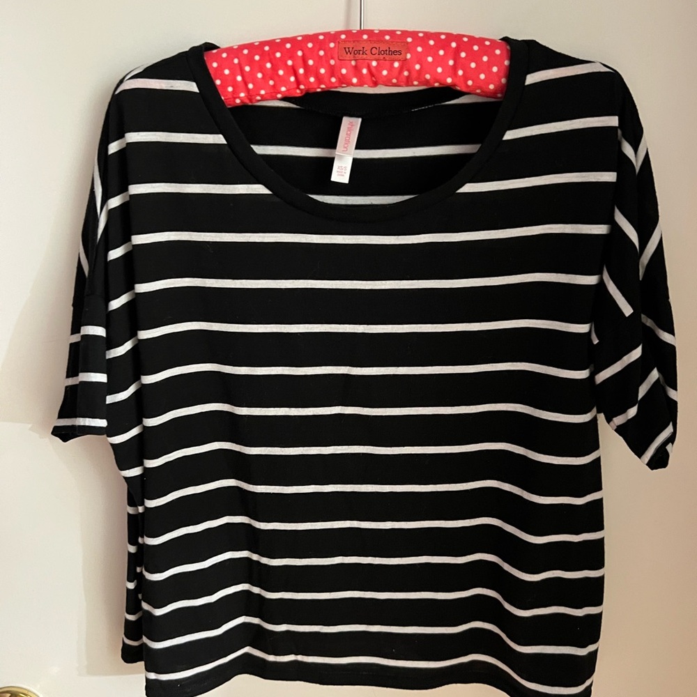 Xhilaration Black and White Striped Short Sleeve Tee! It’s Really Cute!